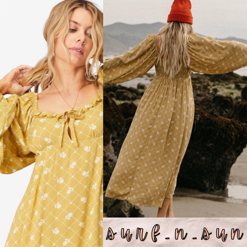 Billabong Better Days Golden Floral Long Sleeve Maxi Summer Dress